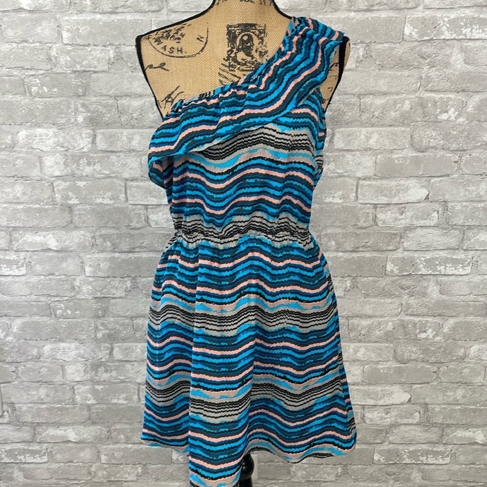 Bar III One Shoulder Striped Dress